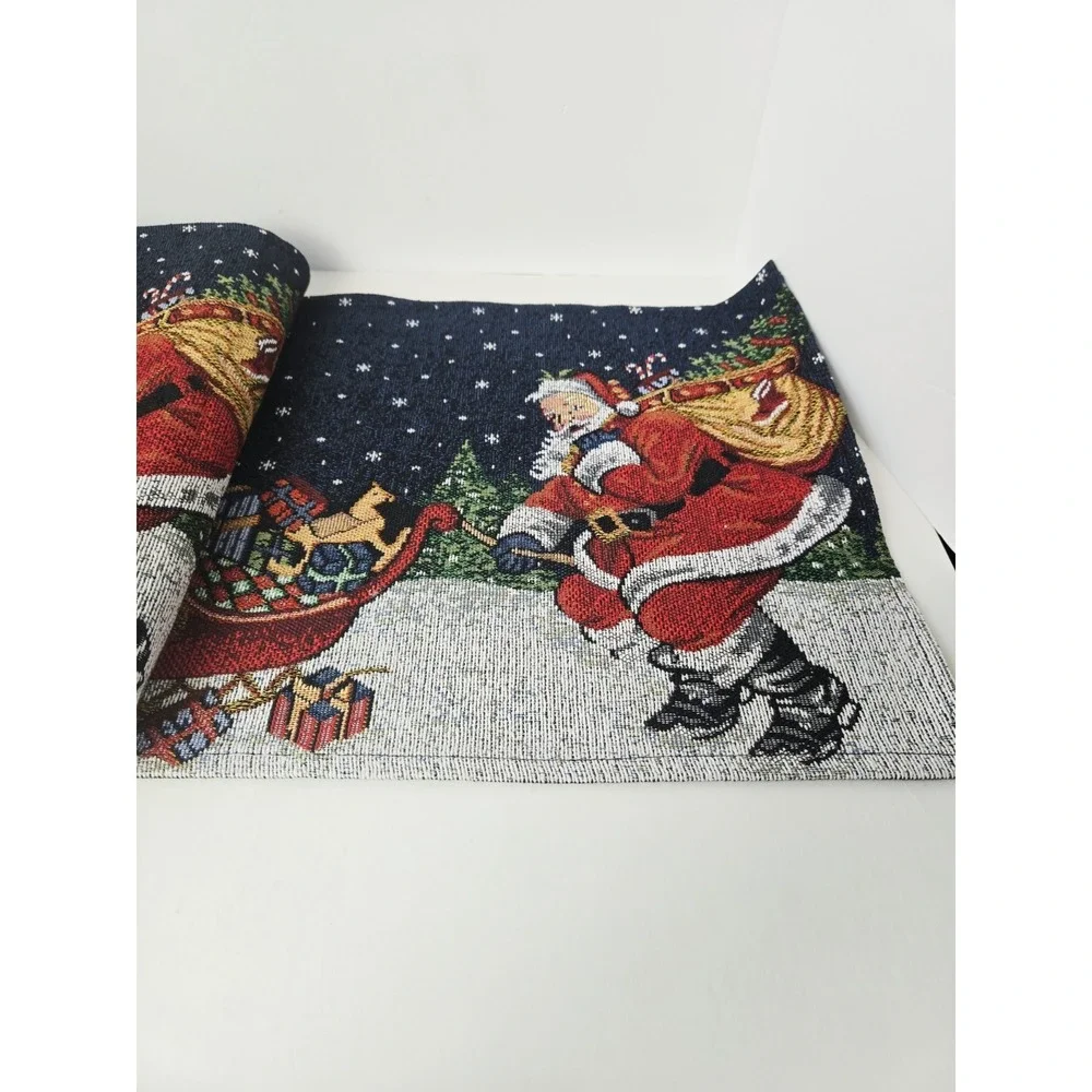 Christmas Santa Claus with sleigh and gits tapestry table runner decoration 70